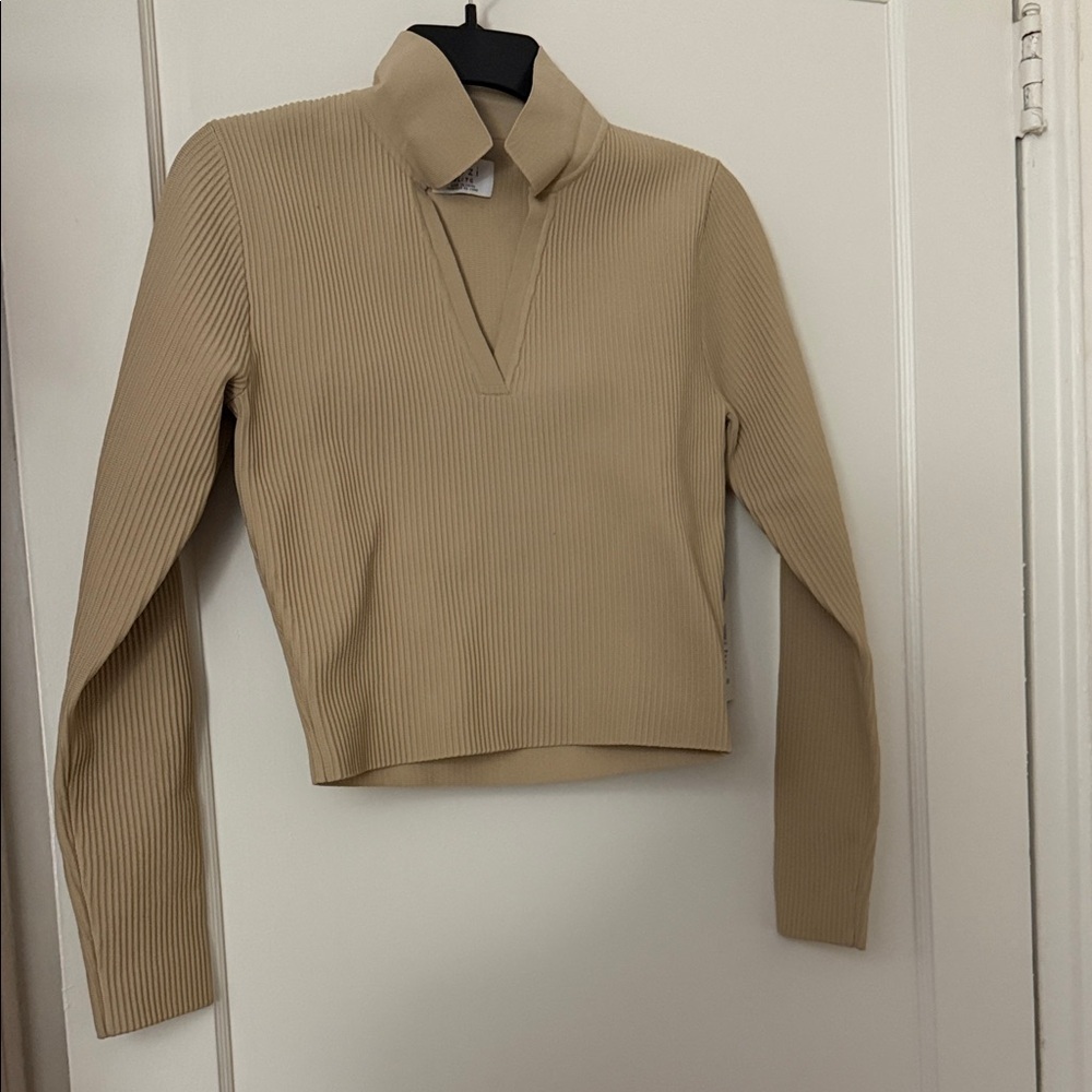 NWT Cozi Beige Ribbed Long Sleeve Top size XL